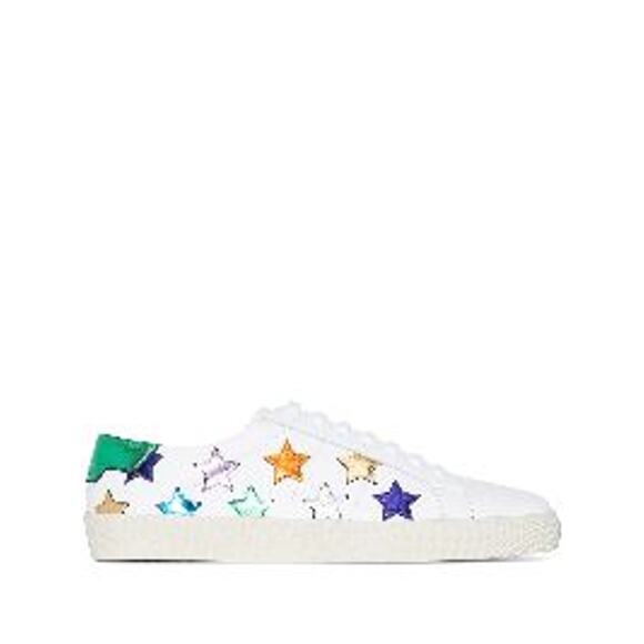 Saint Laurent 'Sl06' White Star Lace-Up Sneakers Size 8 - Picture 1 of 5